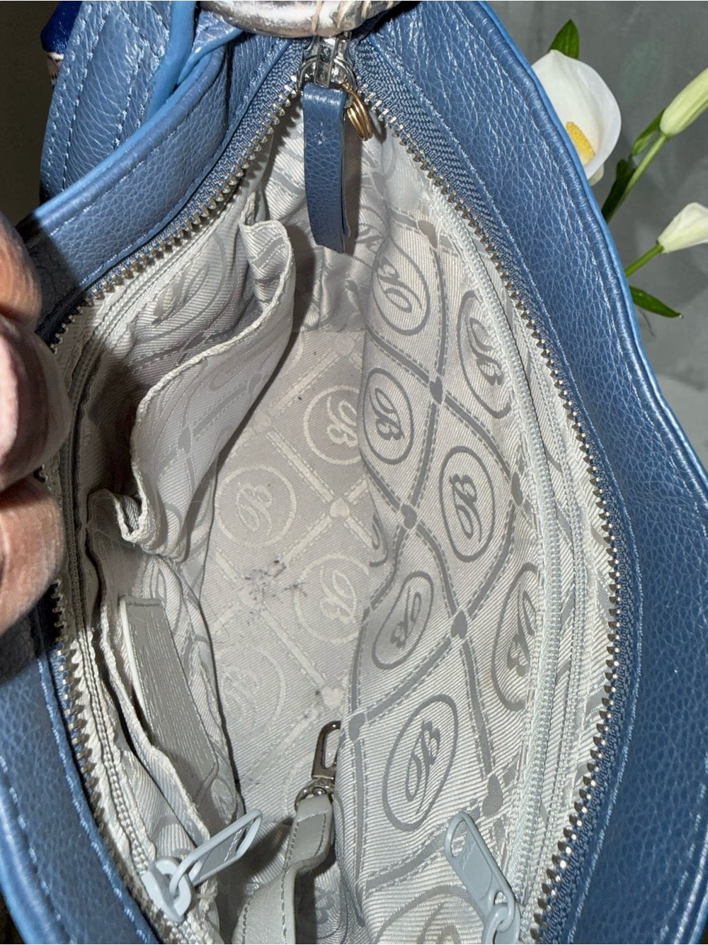 Brighton Blue Croc-Embossed Shoulder Bag EUC - Picture 4 of 12